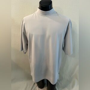 FootJoy Shirt Men’s Large Mock Neck Golf Performance Gray Short Sleeve FJ Logo